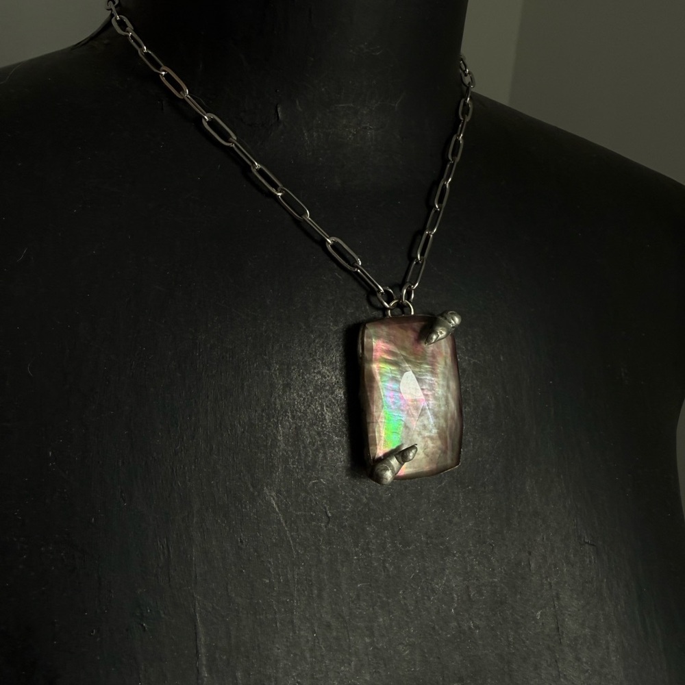 Iridescent Abalone Pendant Necklace - Women Jewelry witchy mermaid style for her